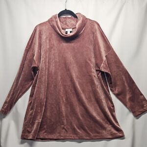 Pure Jill Velvet Cowl Neck Tunic Mauve Crushed Velvet